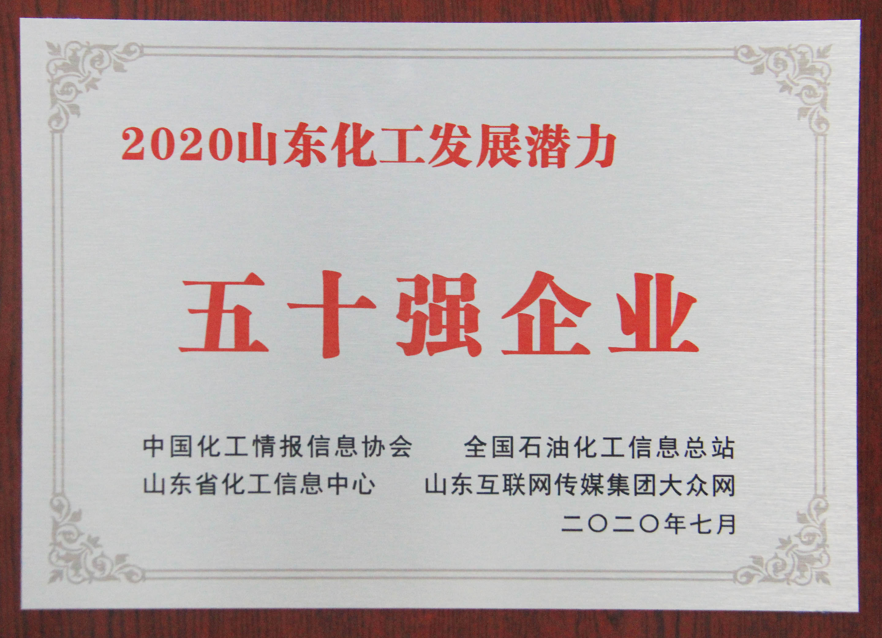 山東圣奧榮獲“山東化工發(fā)展?jié)摿ξ迨畯娖髽I(yè)”稱號 