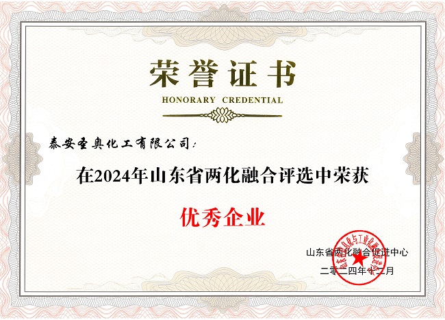 泰安圣奧榮獲“山東省兩化融合優(yōu)秀企業(yè)”稱號(hào)