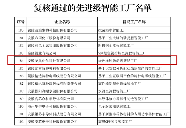 安徽圣奧獲評2025年安徽省先進(jìn)級智能工廠